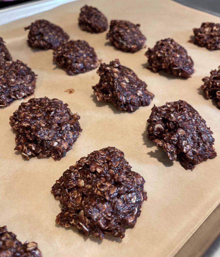Chocolate Peanut Butter No Bake Cookies - sheet pan