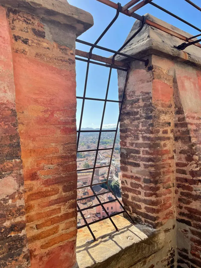 bologna italy things to do climb the asinelli tower in bologna view bars saftey