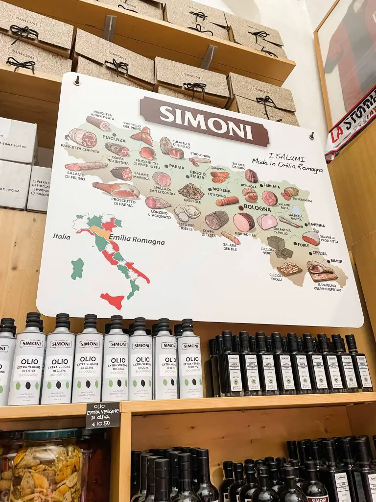 bologna italy popular foods in Emilia Romagna - salami food map