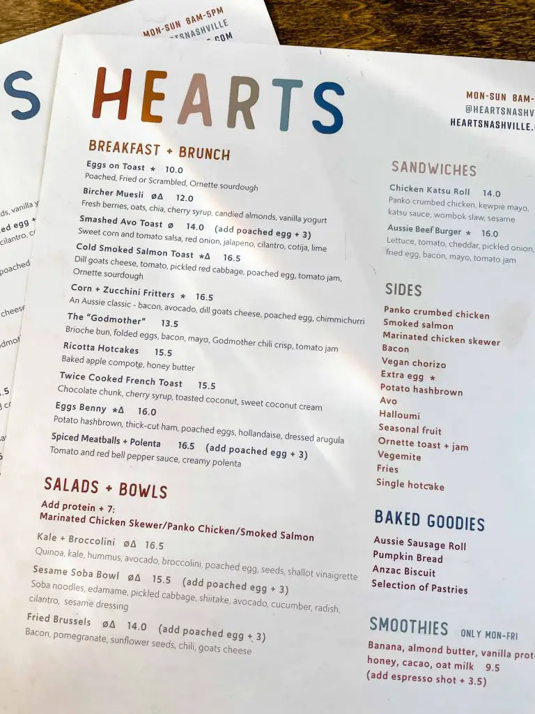 places to eat in east nashville hearts breakfast coffee menu