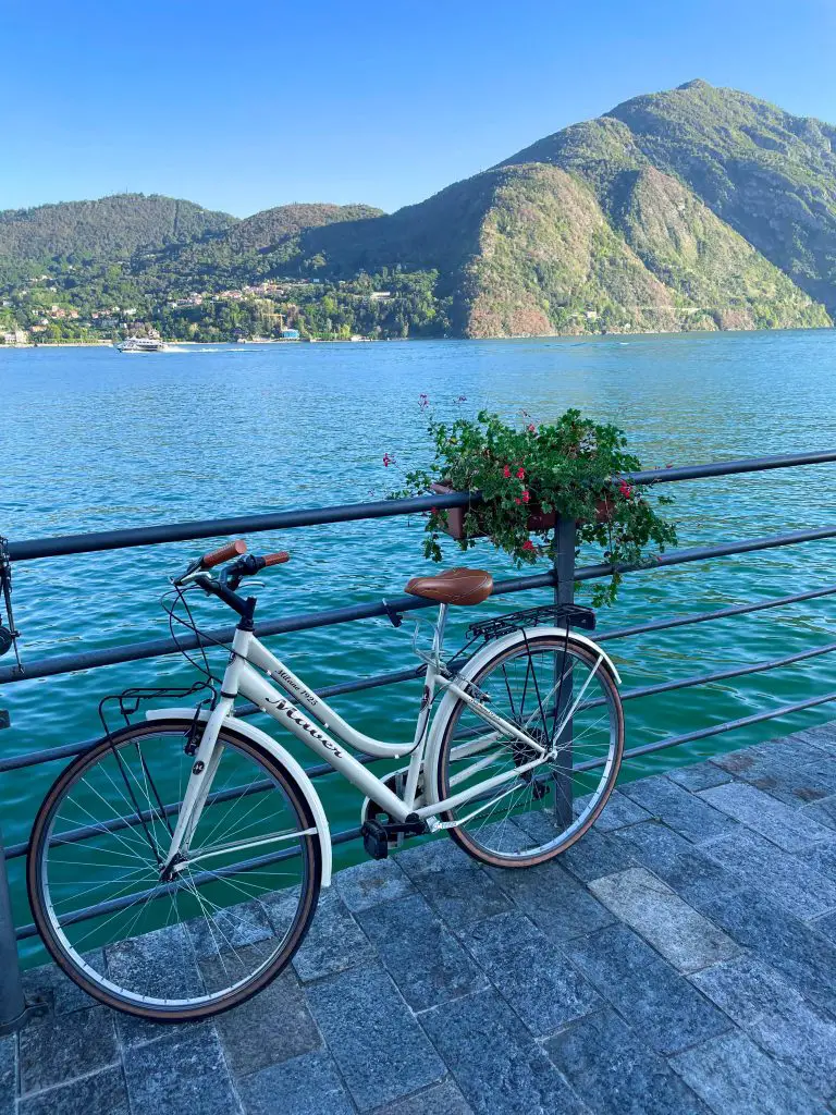 lake como pretty view with bike mountains lake